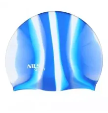Шапочка для плавання ZEBRA MI10 NILS AQUA - блакитно-біла