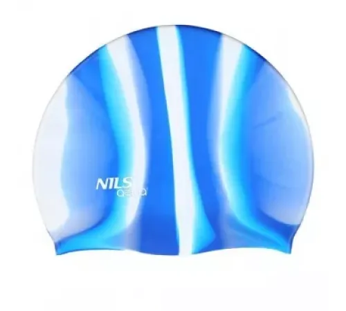 Шапочка для плавання ZEBRA MI10 NILS AQUA - блакитно-біла Шапочка для плавання ZEBRA MI10 NILS AQUA - блакитно-біла