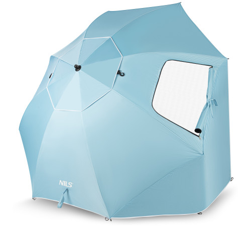 Парасоля пляжна 2-в-1 NILS CAMP NC17114 XXL 240 см, блакитна