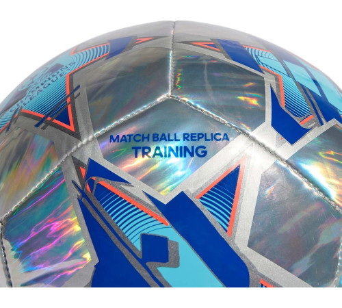 М'яч футбольний Adidas UCL Training 23/24 Foil IA0955 розмір 4, сріблясто-синій М'яч футбольний Adidas UCL Training 23/24 Foil IA0955 розмір 4, сріблясто-синій