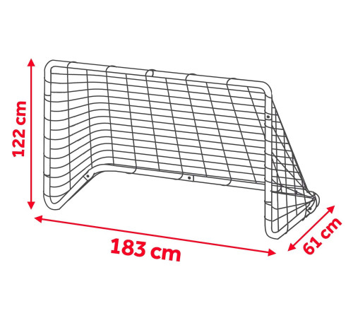 Ворота футбольні Neo-Sport 183 x 122 x 61 см, червоно-білі