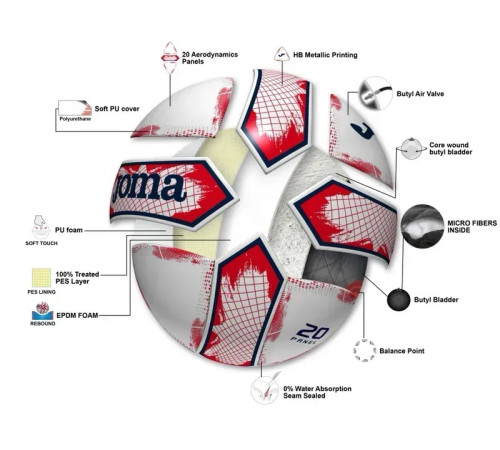 М'яч футзальний Joma SURTIDO розмір 4, біло-червоний