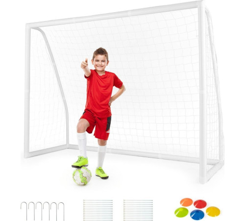 Ворота футбольні Costway 245 х 182 х 90 см, білі