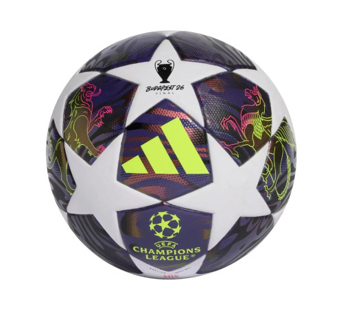 Футбольний м'яч Adidas UCL League Junior 2026 Budapest розмір 5, біло-фіолетовий
