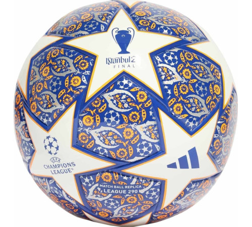 Футбольний м'яч Adidas Junior UCL League Istanbul 290 біло-синьо-помаранчевий HU1575 розмір 4 Футбольний м'яч Adidas Junior UCL League Istanbul 290 біло-синьо-помаранчевий HU1575 розмір 4