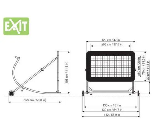Сітка тренувальна для футболу EXIT Kickback Rebounder 124 х 90 см, чорна Сітка тренувальна для футболу EXIT Kickback Rebounder 124 х 90 см, чорна