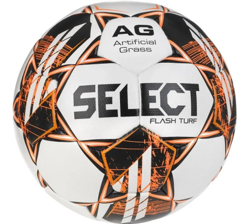 М'яч футбольний Select FLASH TURF v23 розмір 5, біло-оранжевий