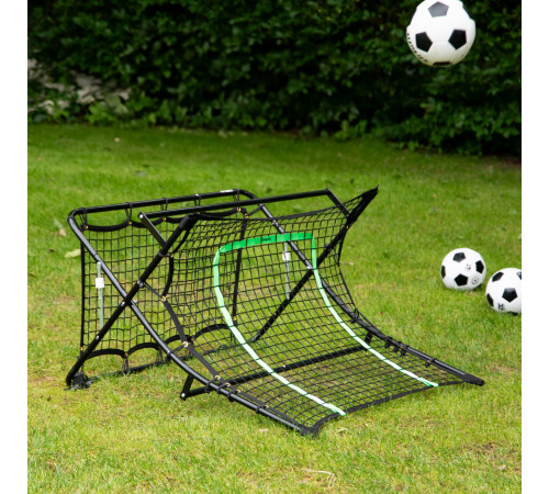 Сітка тренувальна для футболу VIRTUFIT REBOUNDER COMBI KICKBACK 113 х 106 х 61 см, чорно-зелена