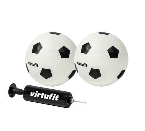 Ворота футбольні VIRTUFIT з м'ячем та насосом 92 х 48 х 64 см, чорно-білі