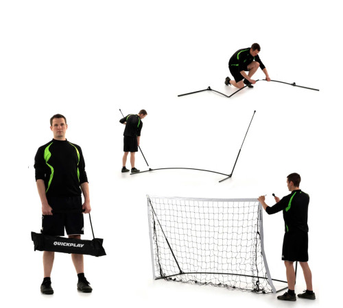Ворота футбольні QUICKPLAY Kickster Elite 240 х 150 см, чорно-білі