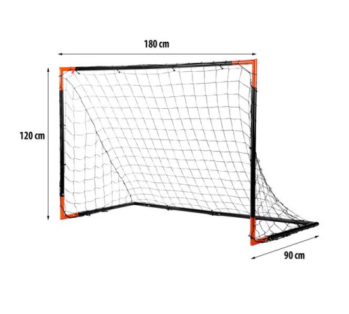 Ворота футбольні NILS BR8180 180 × 120 × 60 см, чорно-помаранчевий