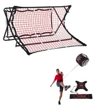 Сітка тренувальна для футболу P2I SOCCER REBOUNDER з поясом тренувальним P2I Football Trainer , чорно-червоний