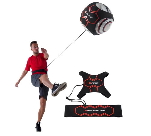 Сітка тренувальна для футболу P2I SOCCER REBOUNDER з поясом тренувальним P2I Football Trainer , чорно-червоний