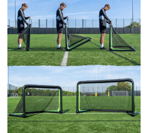 Bramka piłkarska Quickplay Rhino 120x80 cm Ворота футбольні Quickplay Rhino 120 х 80 см, чорно-зелені