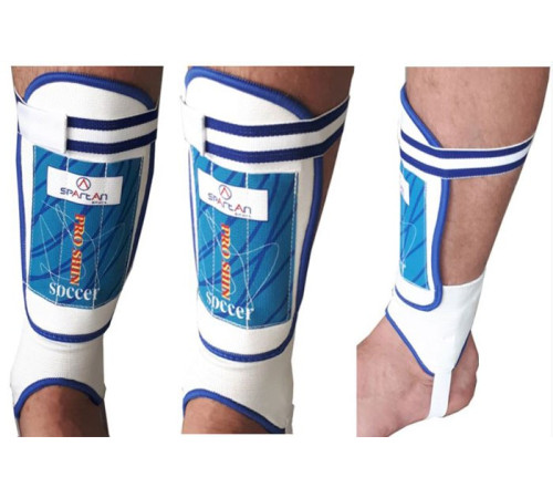 Щитки футбольні для гомілок Spartan Sport L 24 х 15,5 см, біло-сині