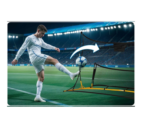 Сітка тренувальна для футболу Neo-Sport 210 х 120 х 91 см, чорно-жовта