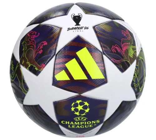 Футбольний м'яч Adidas UCL League Junior 2026 Budapest розмір 4, біло-фіолетовий