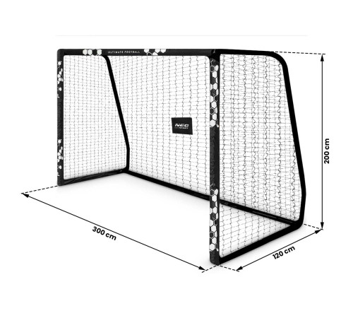 Ворота футбольні Neo‑Sport Hexagon NS‑472 300 х 200 х 120 см, чорні