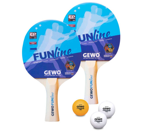 Набір для настільного тенісу Gewo Double-Fun 2 Bats 3 Balls, чорно-червоний Набір для настільного тенісу Gewo Double-Fun 2 Bats 3 Balls, чорно-червоний