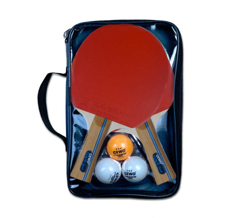 Набір для настільного тенісу Gewo Rave Speed 2 Bats 3 Balls, чорно-червоний Набір для настільного тенісу Gewo Rave Speed 2 Bats 3 Balls, чорно-червоний