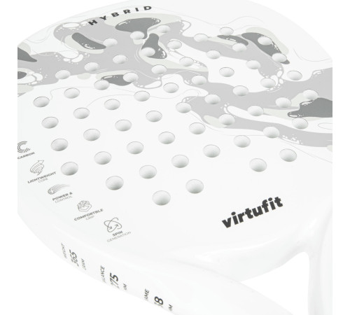 Ракетка для падел тенісу VIRTUFIT HYBRID, біло-сіра