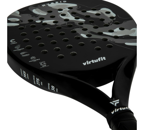 Ракетка для падел тенісу VIRTUFIT HYBRID, чорно-сіра