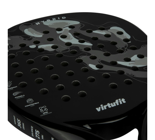 Ракетка для падел тенісу VIRTUFIT HYBRID, чорно-сіра