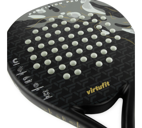Ракетка для падел тенісу VIRTUFIT PRECISION PRO, чорно-золотиста