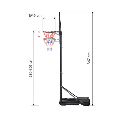 Стійка баскетбольна NILS ZDKA21 305 см, чорно-сіра