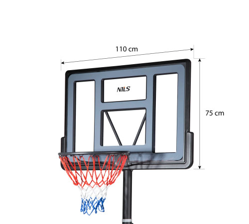 Стійка баскетбольна NILS ZDKA21 305 см, чорно-сіра