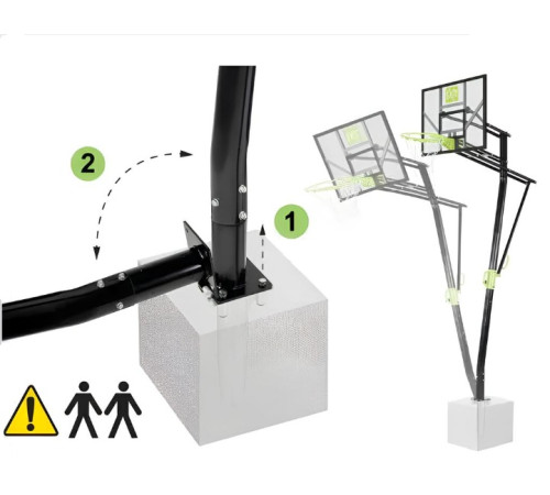 Стійка баскетбольна EXIT Galaxy 365 см стаціонарна, чорно-зелена