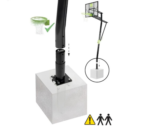 Стійка баскетбольна EXIT Galaxy 365 см стаціонарна, чорно-зелена