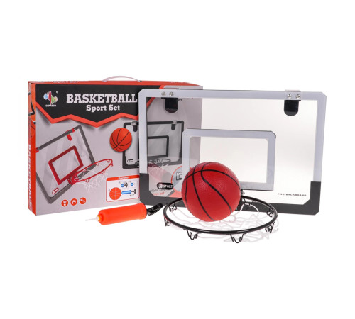 Щит баскетбольний Ramiz AT-828 45,5 x 30,5 см, м'яч + насос, чорно-сірий