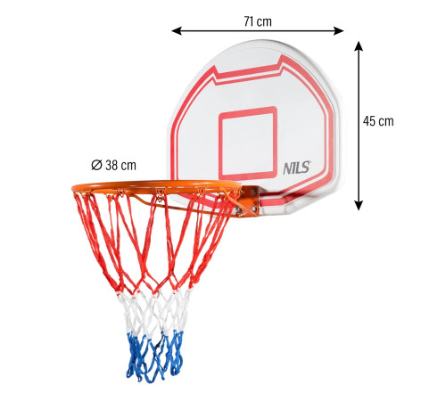 Щит баскетбольний NILS TDK009 71 х 45 см, червоно-білий