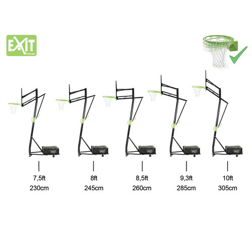 Стійка баскетбольна Exit Galaxy 230–305 см, чорно-зелена