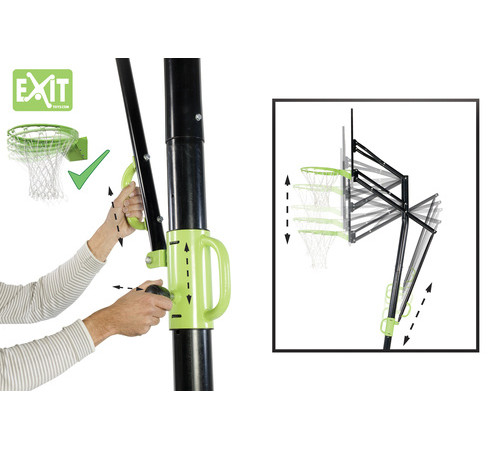 Стійка баскетбольна Exit Galaxy 230–305 см, чорно-зелена