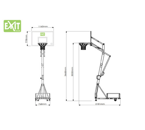 Стійка баскетбольна Exit Galaxy 230–305 см, чорно-зелена