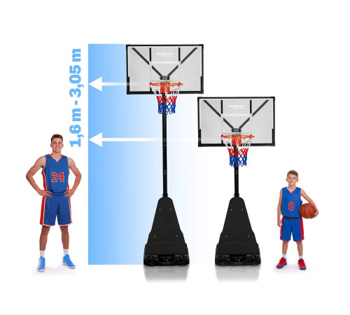 Стійка для баскетболу Neo‑Sport NS‑284 160-305 см, чорна