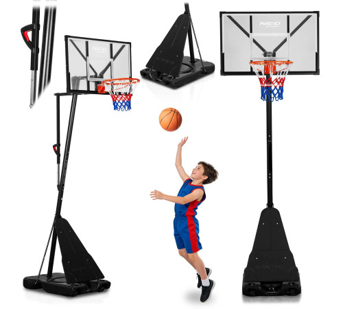 Стійка для баскетболу Neo‑Sport NS‑284 160-305 см, чорна