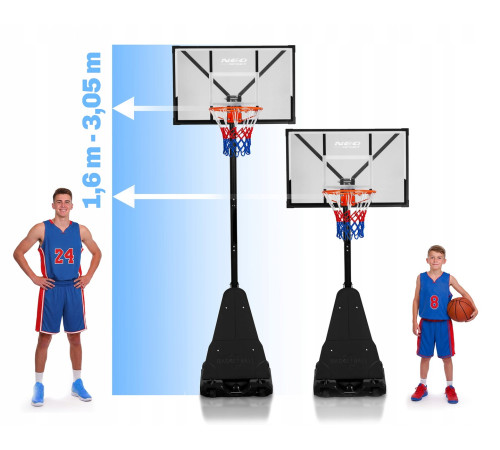 Стійка для баскетболу Neo‑Sport NS‑284 160-305 см, чорна