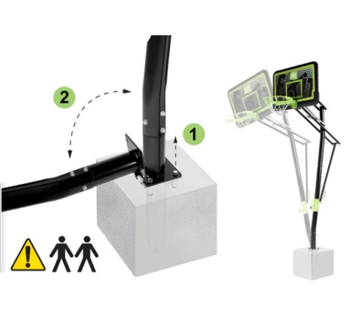 Стійка баскетбольна EXIT Galaxy 365 см, чорно-зелена