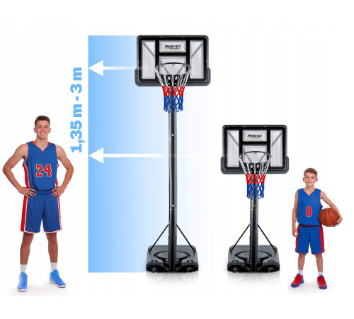 Стійка для баскетболу Neo‑Sport NS‑282 135-300 см, чорна