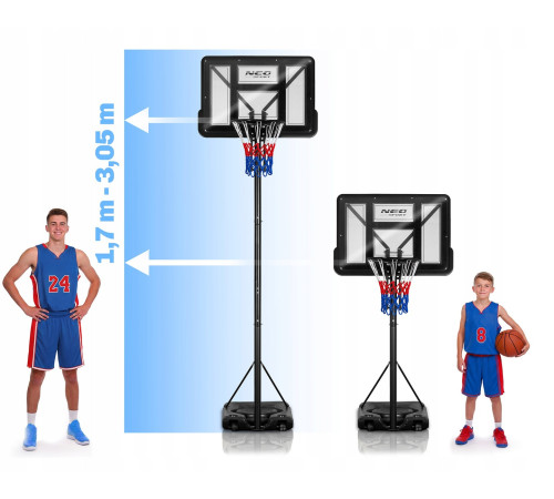 Стійка для баскетболу Neo‑Sport NS‑283 170-305 см, чорна