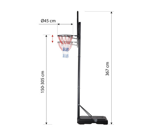 Стійка баскетбольна NILS ZDK321 305 см, чорно-сіра