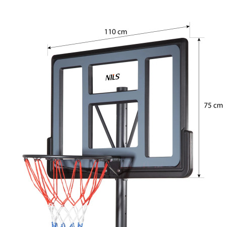 Стійка баскетбольна NILS ZDK321 305 см, чорно-сіра
