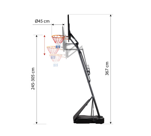 Стійка баскетбольна NILS ZDK520 305 см, чорна