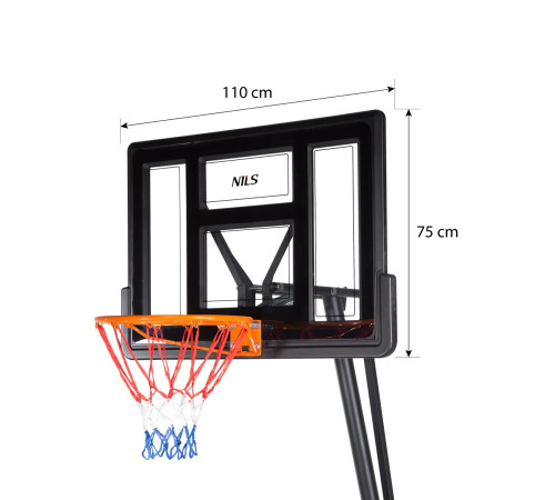 Стійка баскетбольна NILS ZDK520 305 см, чорна