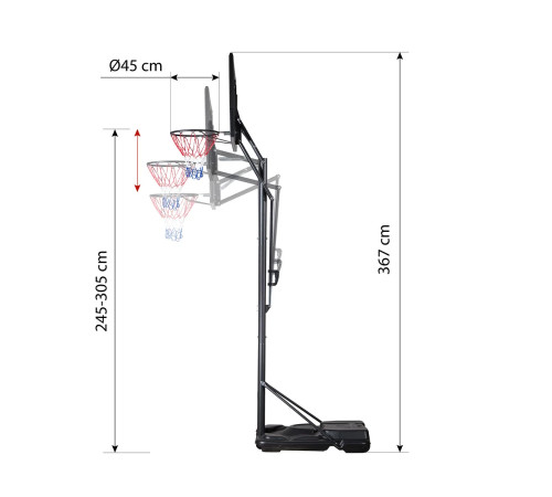 Стійка баскетбольна NILS ZDK020 305 см, чорний