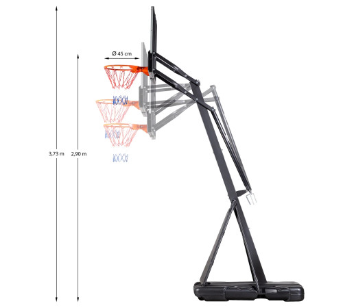 Стійка баскетбольна NILS ZDK027 305 см, чорно-біла