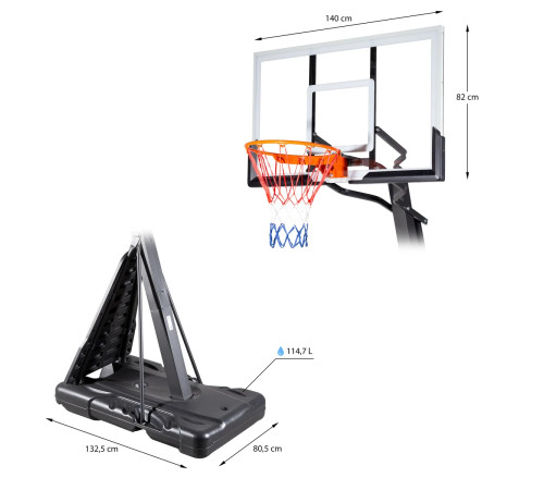 Стійка баскетбольна NILS ZDK027 305 см, чорно-біла